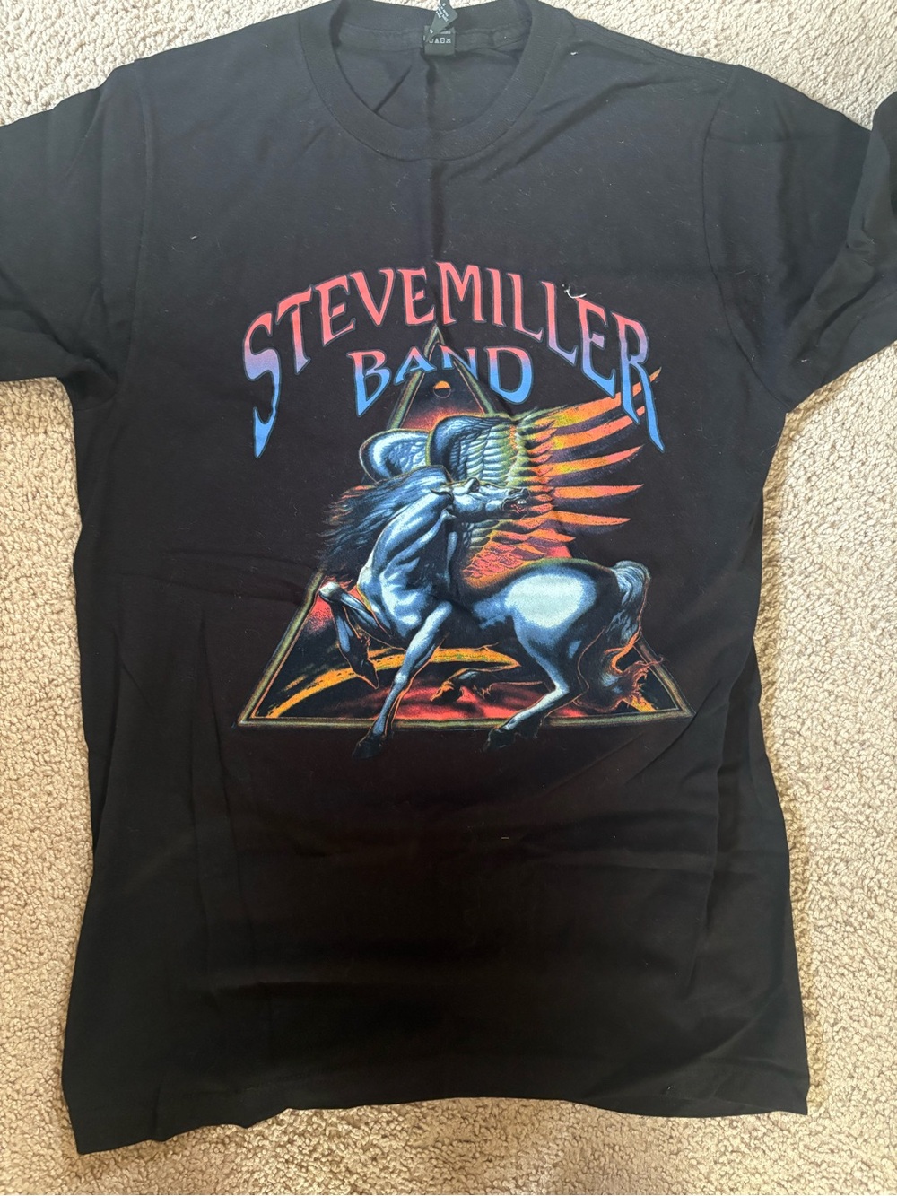 Steve Miller Band Black Graphic Tee with Pegasus Design